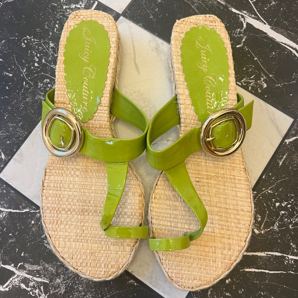Juicy Couture Green Sandals with Woven Detail